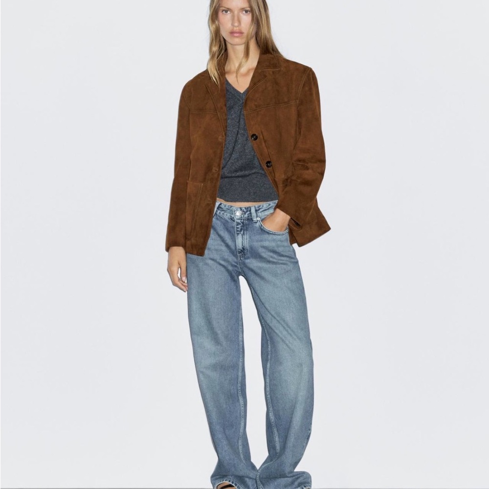 Massimo Dutti Suede Leather Blazer Jacket